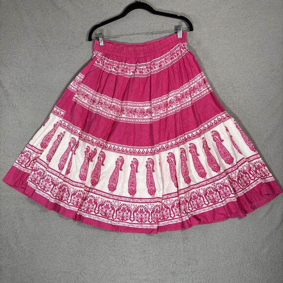 Cynthia Mehra Women's Size S/M Maxi Pink Skirt Aztec Gypsy Fairy Boho Flowy - Picture 9 of 13